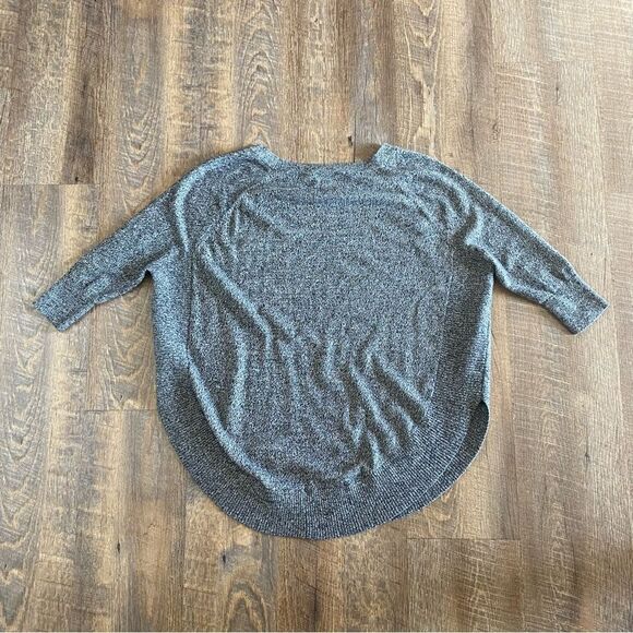 Express Circle Tunic Sweater Heathered Black White Slouchy Small Oversized - Picture 3 of 7